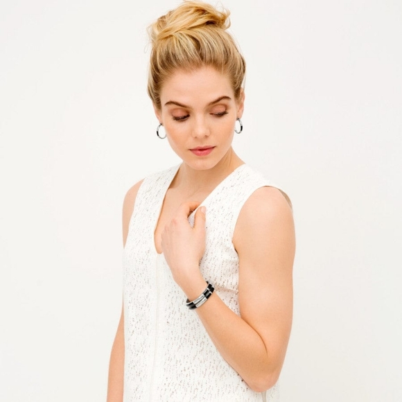 Brighton "WILTERN" Black Enamel, Scrolls, & Swarovski Crystals Bangle & Earrings - Picture 6 of 14